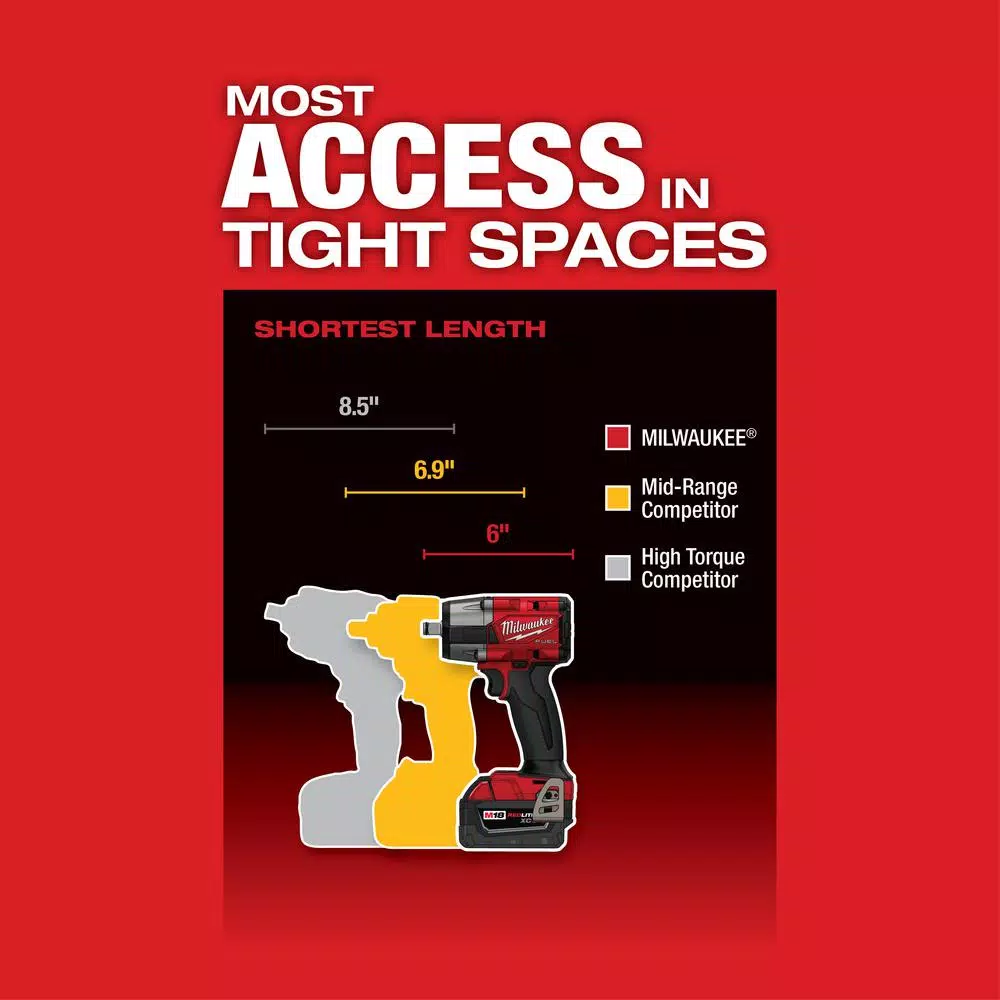 Flash Sale 🔥 Impact 🔧 Wrenches Milwaukee M18 FUEL Gen-2 18-Volt Lithium-Ion Brushless Cordless Mid Torque 1/2 In. Impact 🔧 Wrench W/Friction Ring (Tool-Only) 🎉 - Image 5