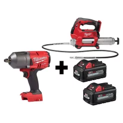 Hot Sale 🤩 Impact 🔧 Wrenches Milwaukee M18 FUEL 18-Volt 1/2 In. Lithium-Ion Brushless Cordless Impact 🔧 Wrench With Friction Ring & Grease Gun With Two Batteries ❤️