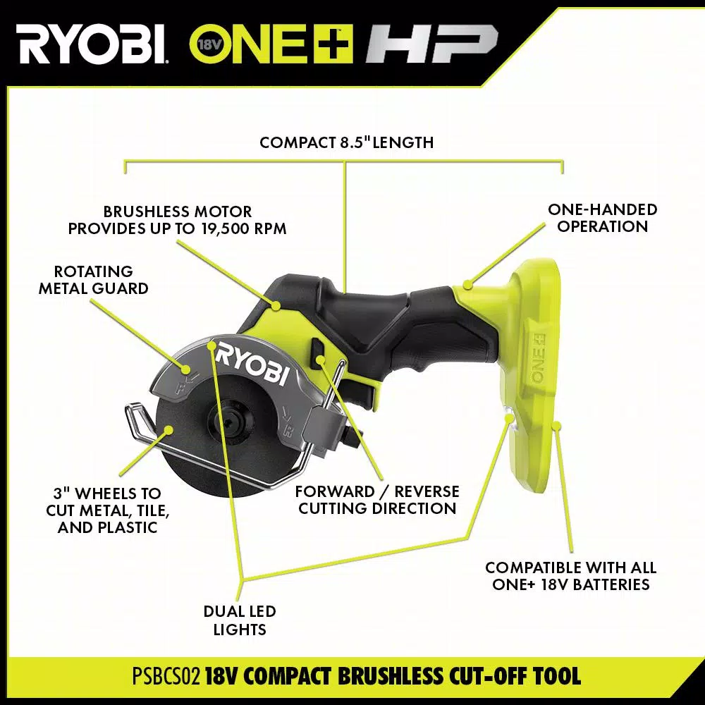 Discount 🔥 Impact 🔧 Wrenches RYOBI ONE+ HP 18V Brushless Cordless Compact 3/8 In. Impact 🔧 Wrench And Compact Cut-Off Tool (Tools Only) 🔔 - Image 4