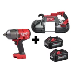 Best Pirce ⌛ Impact 🔧 Wrenches Milwaukee M18 FUEL 18-Volt 1/2 In. Lithium-Ion Brushless Cordless Impact 🔧 Wrench W/ Friction Ring & Bandsaw W/ Two 6.0Ah Batteries 🛒