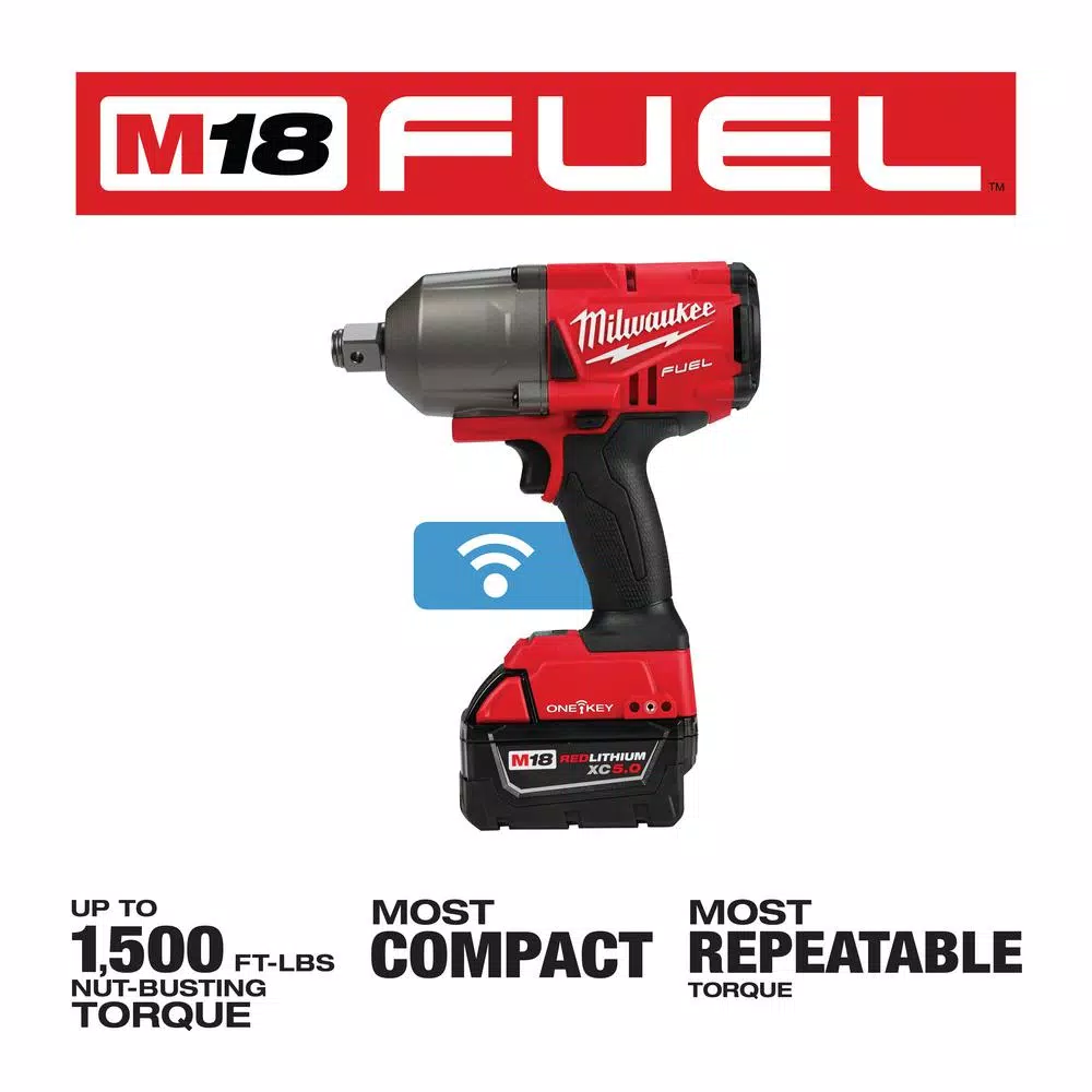 Top 10 🌟 Impact 🔧 Wrenches Milwaukee M18 FUEL ONE-KEY 18-Volt Lithium-Ion Brushless Cordless 3/4 In. Impact 🔧 Wrench W/Friction Ring Kit W/(2) 5.0Ah Batteries 🔔 - Image 3