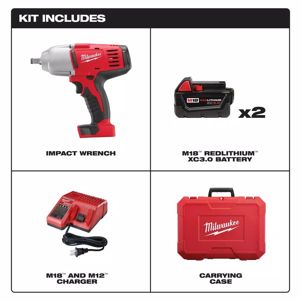 Brand new π€© Impact π§ Wrenches Milwaukee M18 1/2 In. 18-Volt Lithium-Ion Cordless Impact π§ Wrench W/Friction Ring Kit W/(2) 3.0 Ah Batteries Charger And Hard Case π - Image 2