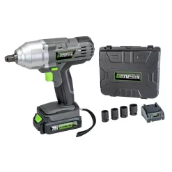 Buy ❤️ Impact 🔧 Wrenches Genesis 20-Volt Lithium-Ion Impact 🔧 Wrench Kit With LED Work Light And Removable Battery, Charger, 4-Piece Socket Set And Case 🎉