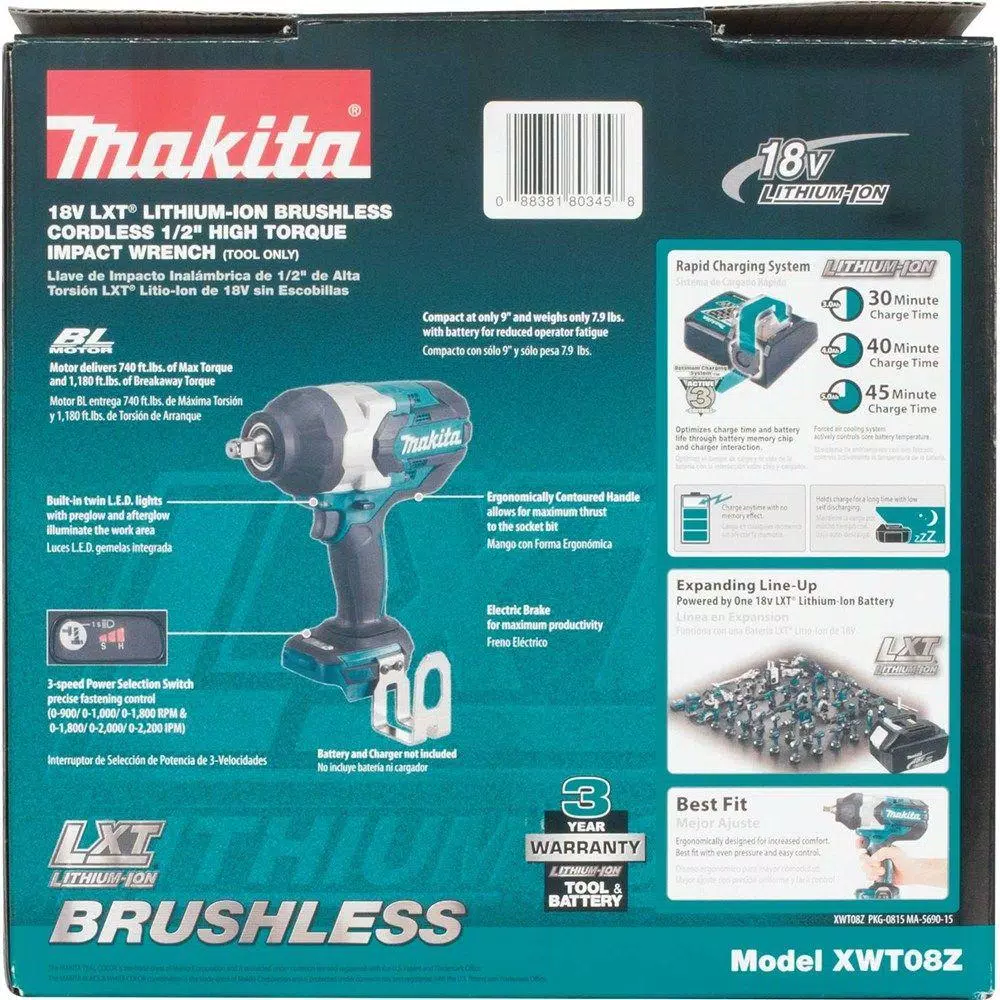 Best Sale ✔️ Impact 🔧 Wrenches Makita 18-Volt LXT Lithium-Ion Brushless Cordless High Torque 1/2 In. 3-Speed Drive Impact 🔧 Wrench (Tool-Only) ⌛ - Image 11