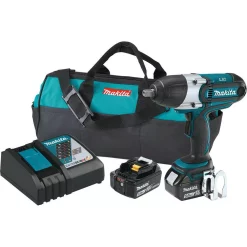 Outlet ⭐ Impact 🔧 Wrenches Makita 18-Volt LXT Lithium-Ion Cordless 1/2 In. Sq. Drive Impact 🔧 Wrench Kit With (2) Batteries 5.0Ah, Charger, Tool Bag ✨