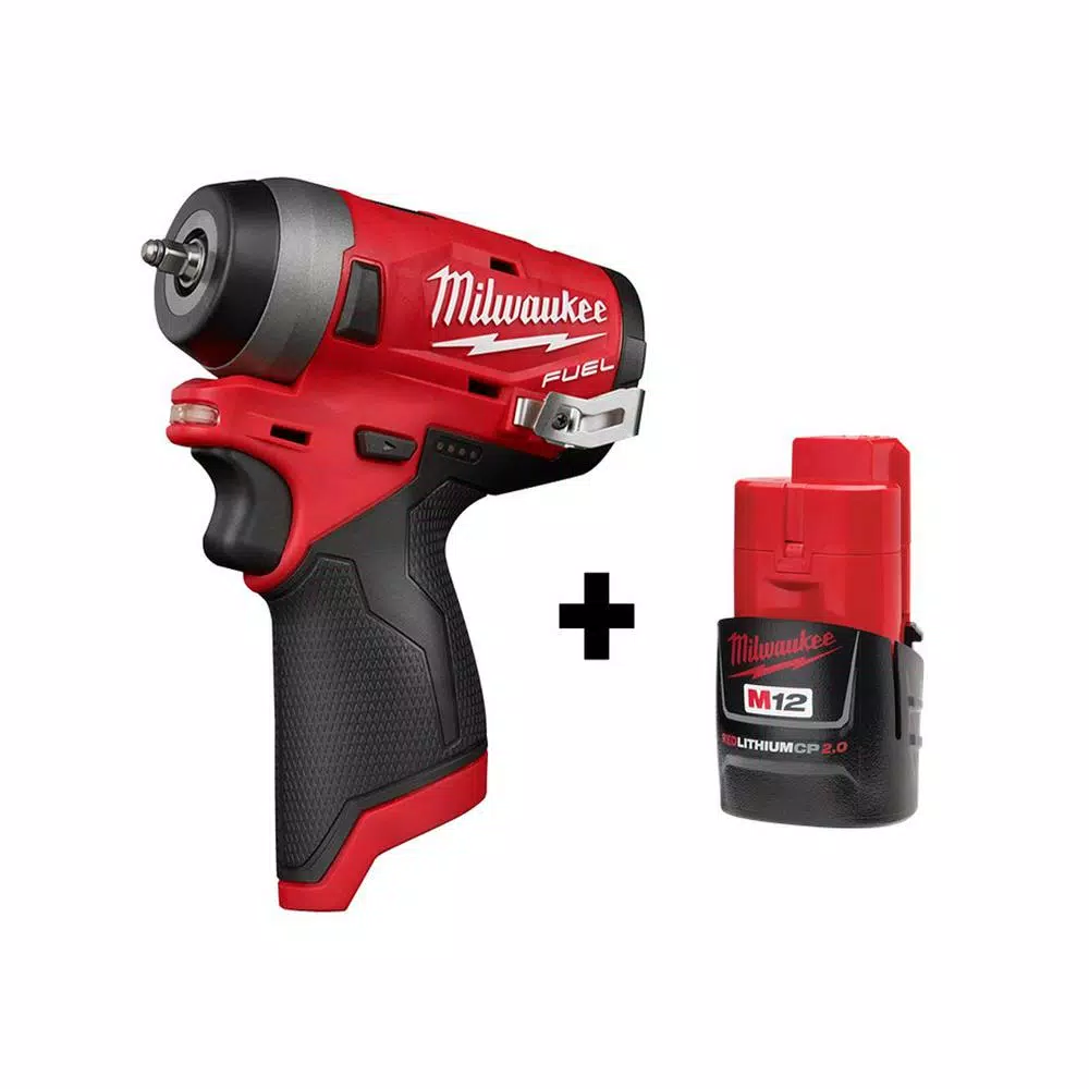 Flash Sale 🤩 Impact 🔧 Wrenches Milwaukee M12 FUEL 12-Volt Lithium-Ion Brushless Cordless Stubby 1/4 In. Impact 🔧 Wrench With M12 2.0Ah Battery 🥰