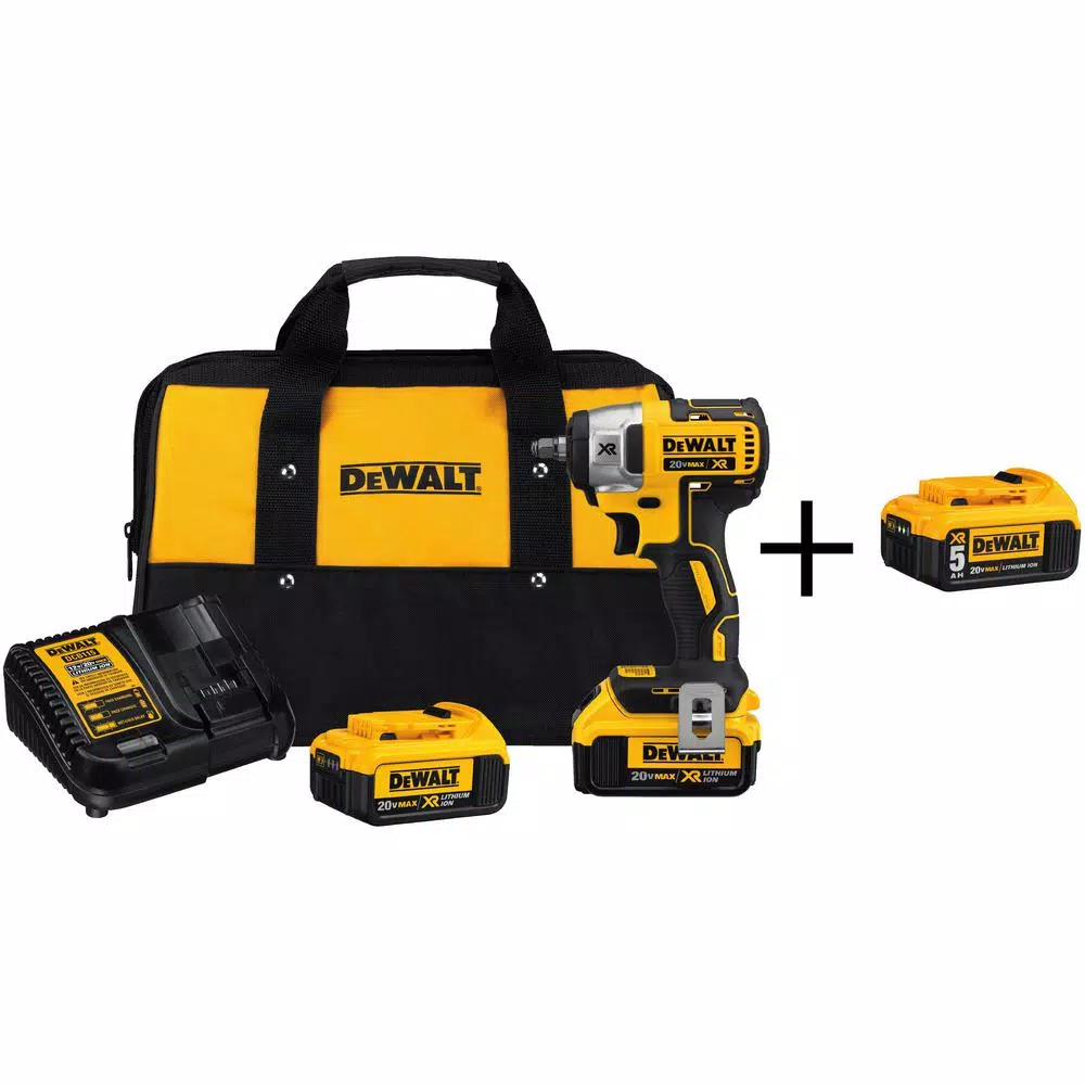 Top 10 ✨ Impact 🔧 Wrenches DEWALT 20-Volt MAX XR Cordless Brushless 3/8 In. Compact Impact 🔧 Wrench, (2) 20-Volt 4.0Ah Batteries & (1) 20-Volt 5.0Ah Battery 🌟