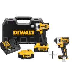Discount ๐คฉ Impact ๐ง Wrenches DEWALT 20-Volt MAX Cordless 1/2 In. Impact ๐ง Wrench Kit With Detent Pin, (2) 20-Volt 4.0Ah Batteries & 1/4 In. Impact Driver ๐คฉ