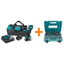Top 10 ⌛ Impact 🔧 Wrenches Makita 18V LXT Brushless High Torque 1/2 In. Sq. Drive Impact 🔧 Wrench Kit With Bonus 14 Pc. 1/2 In. Drive Deep Well Socket Set 🥰