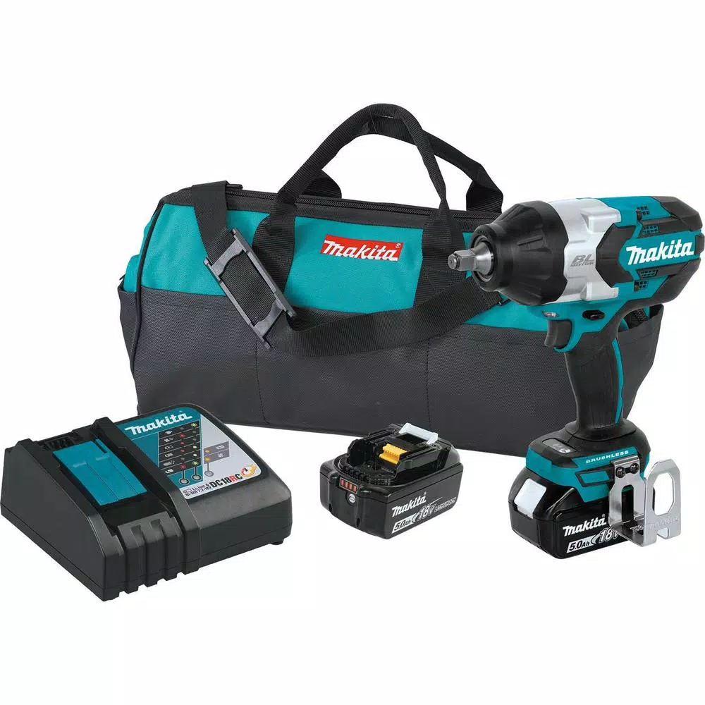 Outlet π₯ Impact π§ Wrenches Makita 18-Volt LXT Lithium-Ion Brushless Cordless High Torque 1/2 In. Square Drive Impact π§ Wrench W/ (2) Batteries 5.0Ah, Bag π