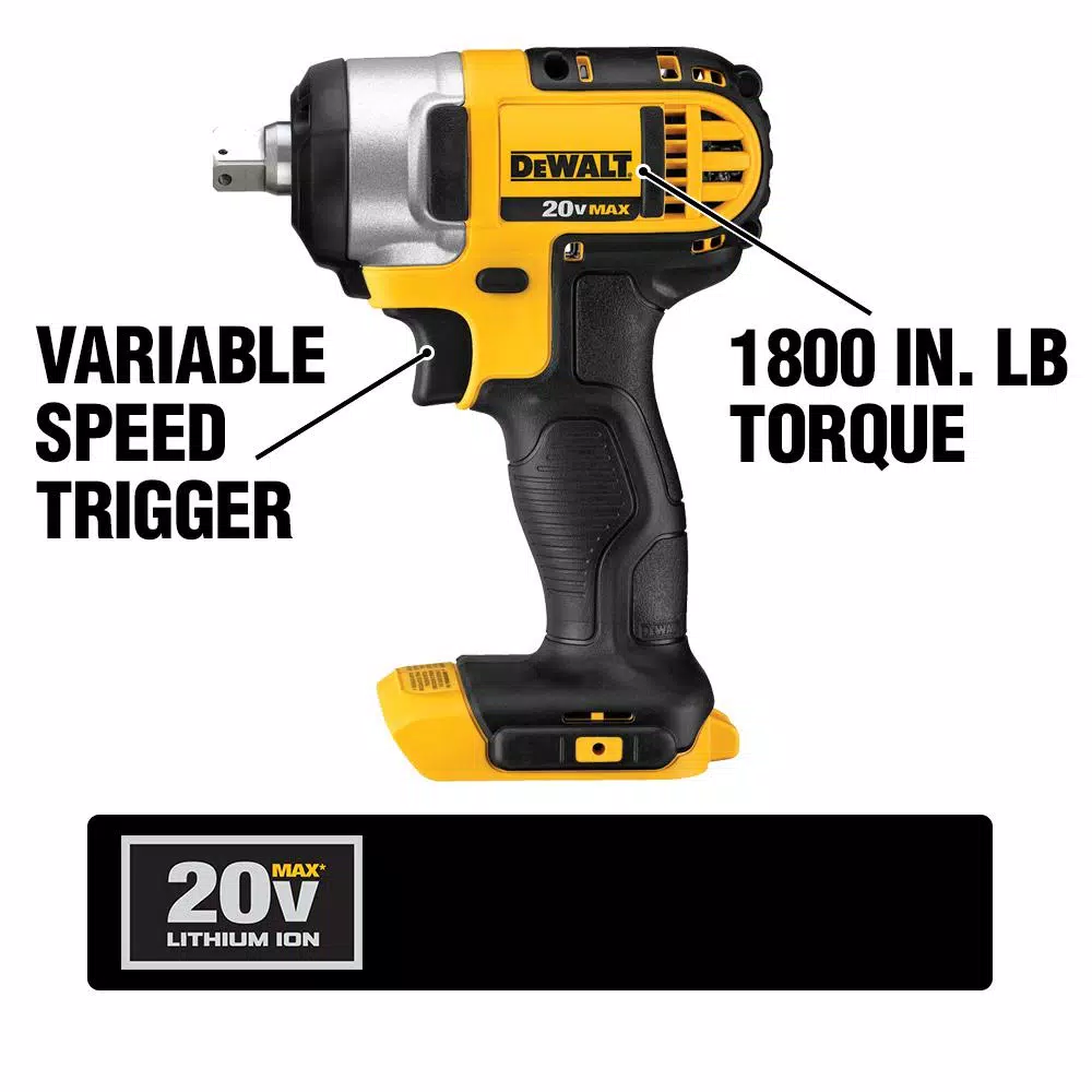 Best deal 🔥 Impact 🔧 Wrenches DEWALT 20-Volt MAX Cordless 1/2 In. Impact 🔧 Wrench Kit With Hog Ring, (2) 20-Volt 4.0Ah Batteries & Charger ❤️ - Image 2