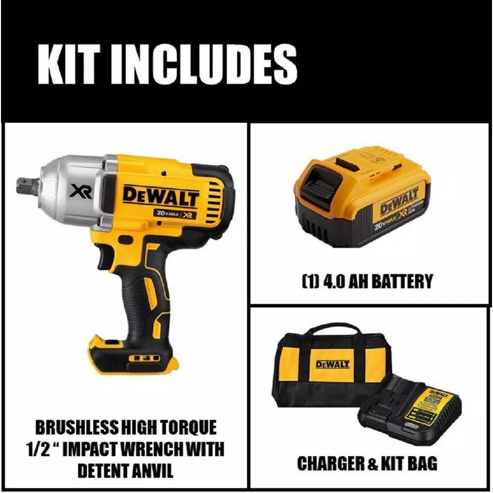 Top 10 🎁 Impact 🔧 Wrenches DEWALT 20-Volt MAX XR Cordless Brushless 1/2 In. High Torque Impact 🔧 Wrench With Detent Pin Anvil, (1) 20-Volt 4.0Ah Battery 🌟 - Image 2