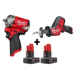 Coupon 😍 Impact 🔧 Wrenches Milwaukee M12 FUEL 12-Volt Lithium-Ion Brushless Cordless Stubby 3/8 In. Impact 🔧 Wrench And HACKZALL With Two 3.0 Ah Batteries ⭐