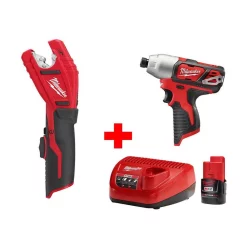 Wholesale ๐ Power Cutting Tools Milwaukee M12 12-Volt Lithium-Ion Cordless 1/4 In. Hex Impact And Copper Tubing Cutter Combo Kit W/ (1) 2.0Ah Battery And Charger โญ