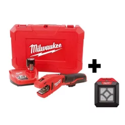 Discount 🔔 Power Cutting Tools Milwaukee M12 12-Volt Lithium-Ion Cordless Copper Tubing Cutter Kit W/ 1000 Lumens M12 Flood Light ✔️