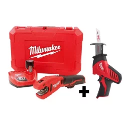 Flash Sale 👍 Power Cutting Tools Milwaukee M12 12-Volt Lithium-Ion Cordless Copper Tubing Cutter Kit W/ M12 HACKZALL Reciprocating Saw 🛒