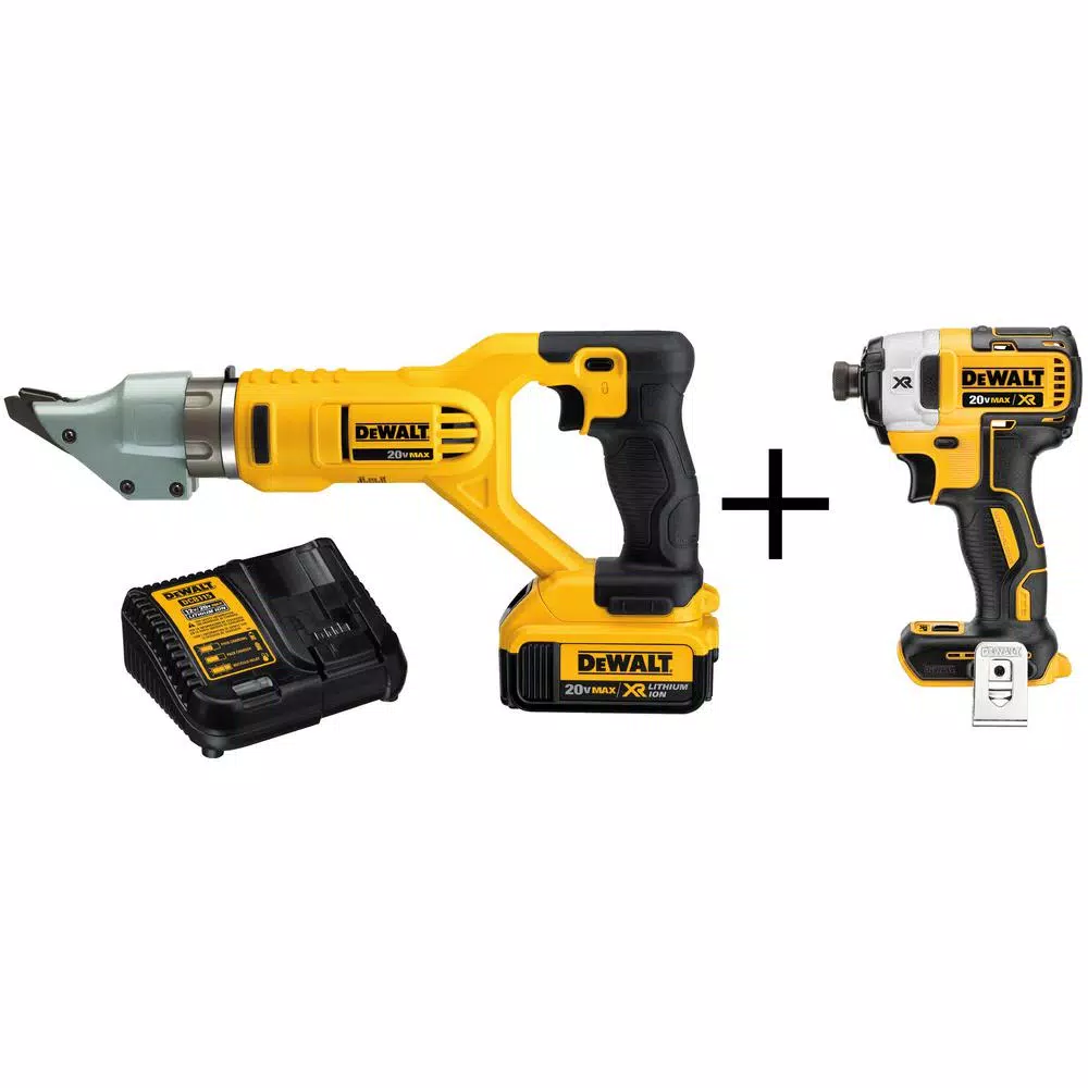 Flash Sale 😍 Power Cutting Tools DEWALT 20-Volt MAX Cordless 14-Gauge Swivel Head Double Cut Shears With (2) 20-Volt Batteries 4.0Ah & Impact Driver 🎉