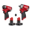 Budget ❤️ Milwaukee M12 FUEL 12-Volt Lithium-Ion Brushless Cordless Stubby 1/4 In. And 1/2 In. Impact 🔧 Wrenches With Two 3.0 Ah Batteries 🤩