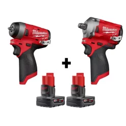 Budget ❤️ Milwaukee M12 FUEL 12-Volt Lithium-Ion Brushless Cordless Stubby 1/4 In. And 1/2 In. Impact 🔧 Wrenches With Two 3.0 Ah Batteries 🤩