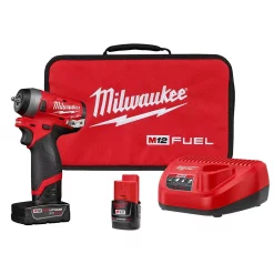 Deals ⌛ Impact 🔧 Wrenches Milwaukee M12 FUEL 12-Volt Lithium-Ion Brushless Cordless Stubby 1/4 In. Impact 🔧 Wrench Kit With One 4.0 And One 2.0Ah Batteries ✨