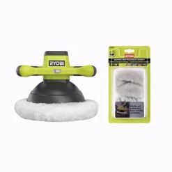 Best Sale ⌛ Polishers RYOBI ONE+ 18V Cordless 10 In. Orbital Buffer With Extra 8-10 In. Microfiber And Synthetic Fleece Buffing Bonnet Set (2-Pack) 😍