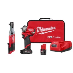 Flash Sale 🥰 Impact 🔧 Wrenches Milwaukee M12 FUEL 12-Volt Lithium-Ion Brushless Cordless Stubby 3/8 In. Impact 🔧 Wrench & Ratchet Combo Kit (2-Tool) 😍