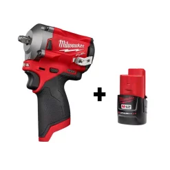 Buy 💯 Impact 🔧 Wrenches Milwaukee M12 FUEL 12-Volt Stubby 3/8 In. Lithium-Ion Brushless Cordless Impact 🔧 Wrench With M12 2.0Ah Battery 🎉
