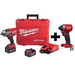 New 🎉 Impact 🔧 Wrenches Milwaukee M18 FUEL 18-Volt Lithium-Ion Brushless Cordless 1/2 In. Impact 🔧 Wrench With Friction Ring Kit W/  FUEL Impact Driver 🔔
