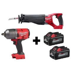 Cheap 🛒 Impact 🔧 Wrenches Milwaukee M18 FUEL 18-Volt 1/2 In. Lithium-Ion Brushless Cordless Impact 🔧 Wrench W/ Friction Ring & Reciprocating Saw 2 Batteries 🎁